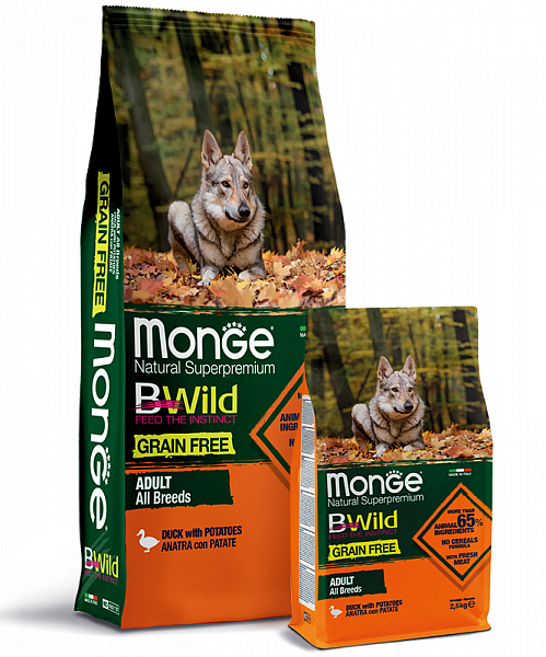Monge Dog BWild Grain Free Adult All Breeds (Утка, картофель)