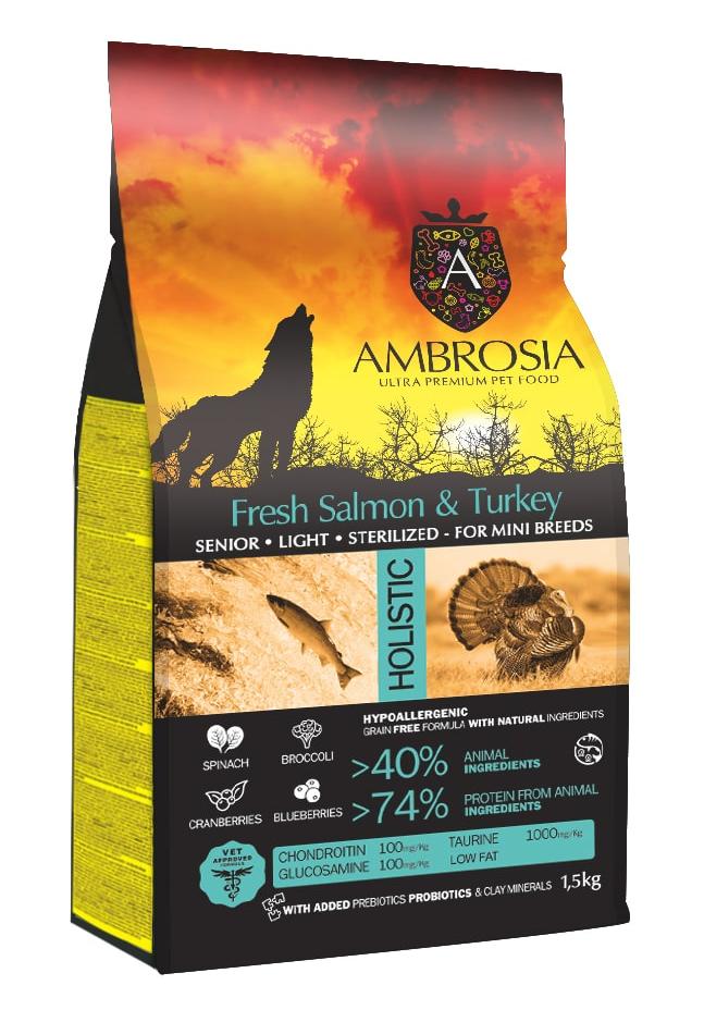 AMBROSIA Senior Mini Breeds (Лосось, индейка)