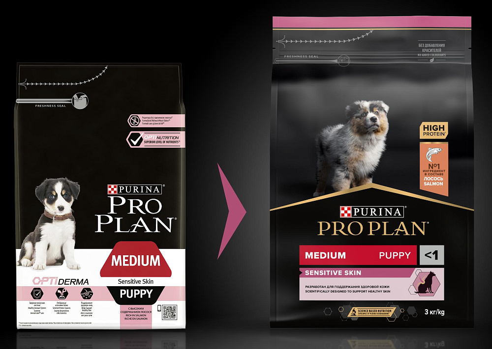 Pro Plan Puppy Medium Sensitive Skin (Лосось)