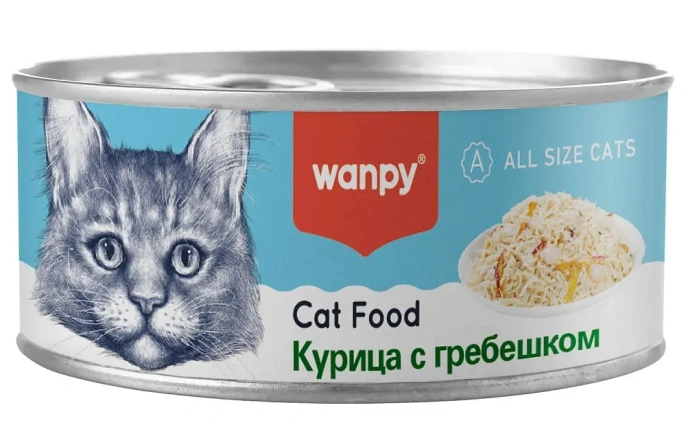 Wanpy Cat Консервы Курица с гребешком для кошек