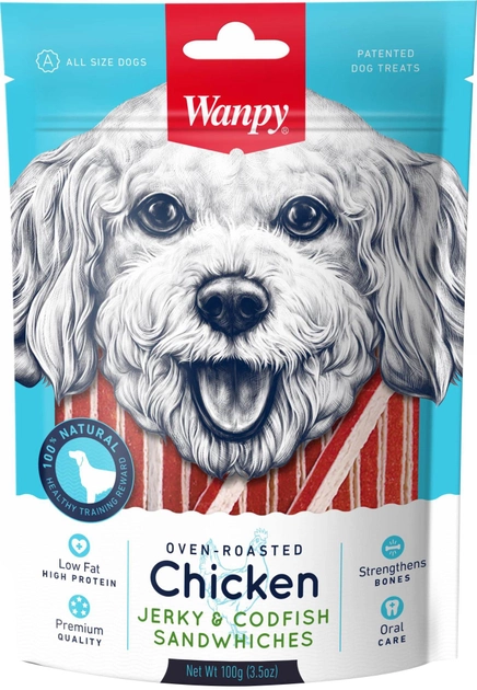 Wanpy Dog Курица с треской в форме сэндвича для собак