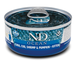 Консервы Farmina N&D Ocean Kitten (Тунец, треска, креветки, тыква) для кошек