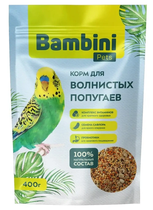Bambini Pets Корм для волнистых попугаев, 400 г