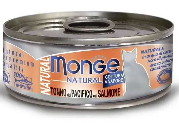 Monge Cat Natural Консервы из тихоокеанского тунца с лососем для кошек