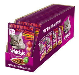 Whiskas Аппетитный микс (томатное желе, домашняя птица, говядина) для кошек