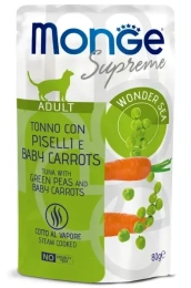 Monge Supreme Adult Cat Пауч с тунцом, зелёным горошком и мини-морковью для кошек