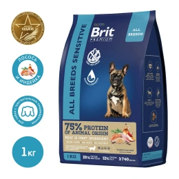 Корм Brit Premium Dog Sensitive Adult All Breeds (Индейка, лосось) для собак