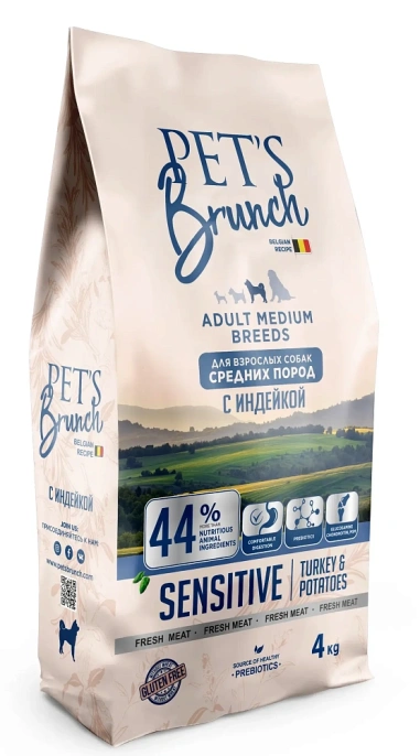 Pet's Brunch Adult Medium Breeds Sensitive (Индейка и картофель), 4 кг