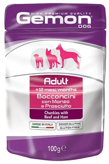 Gemon Пауч Dog Adult (Говядина, ветчина) для собак