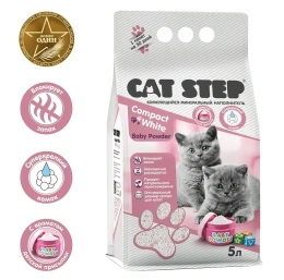 Cat Step Наполнитель белый Compact White Baby Powder