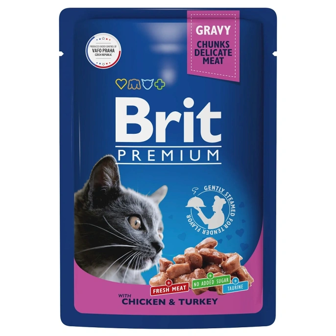 Brit Premium Cat Pouches (Курица, индейка) для кошек