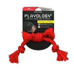 Playology Cенсорный канат PUPPY SENSORY ROPE для щенков с ароматом говядины, красный