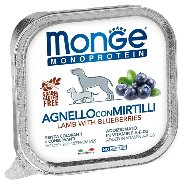 Monge Dog Natural Monoprotein Fruits Паштет из ягненка с черникой для собак