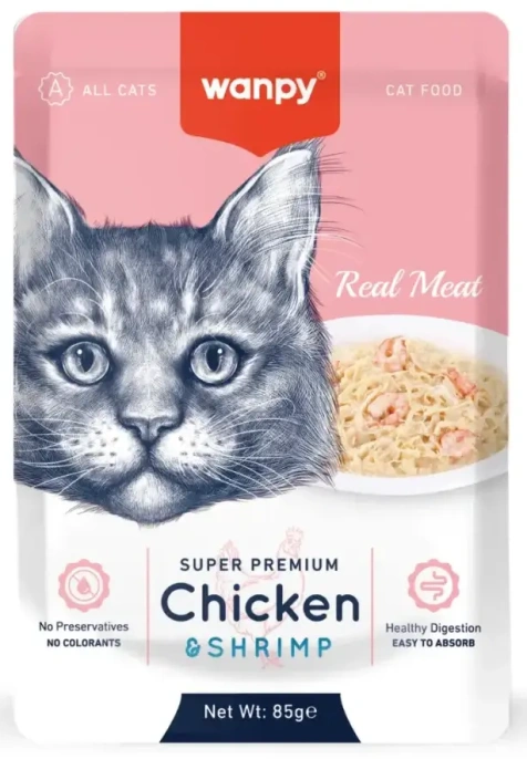Wanpy Cat Пауч Курица и креветки для кошек
