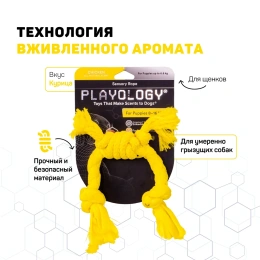 Playology Cенсорный канат PUPPY SENSORY ROPE для щенков с ароматом курицы, желтый