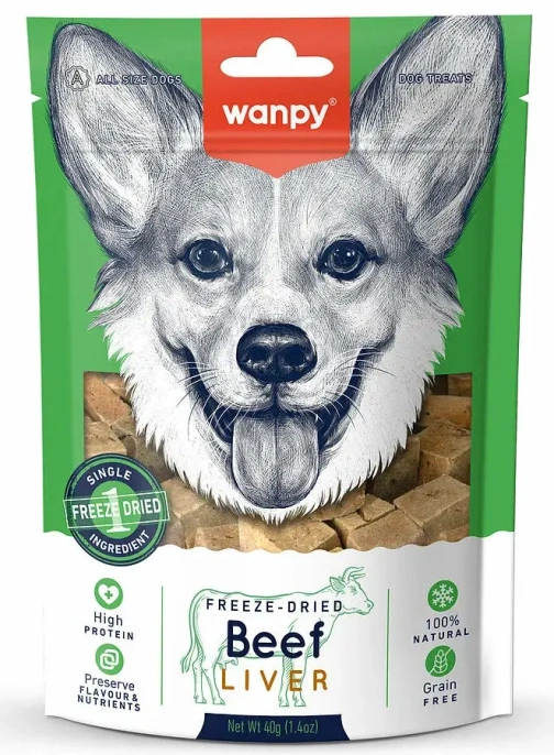 Wanpy Dog Сублимированное лакомство Говядина и печень для собак