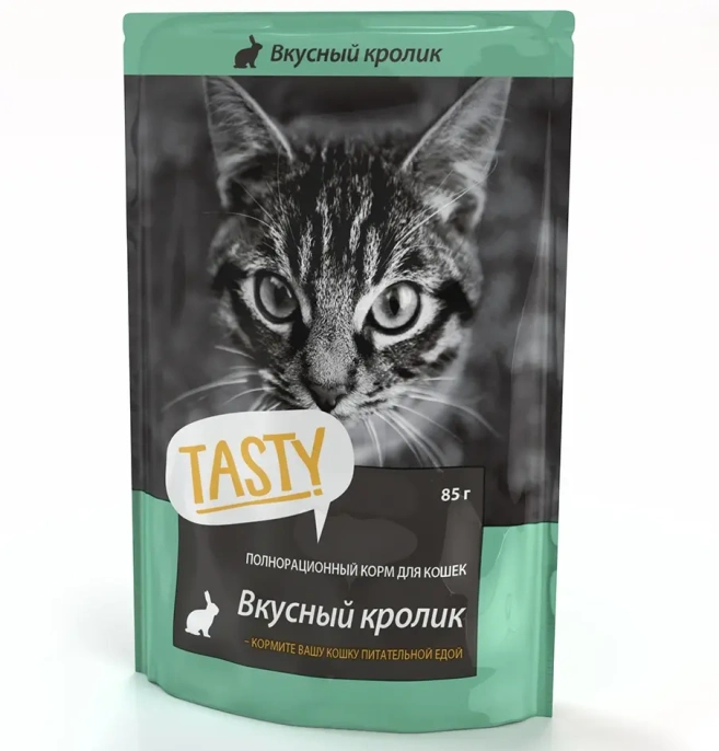 Пресервы Tasty с кроликом в желе для кошек