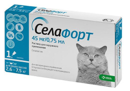 KRKA Капли Селафорт для котов 2,6 - 7,5 кг (1 пипетка)
