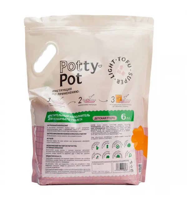 Potty-Pot Наполнитель ТОФУ Супер лайт Детская пудра для кошек