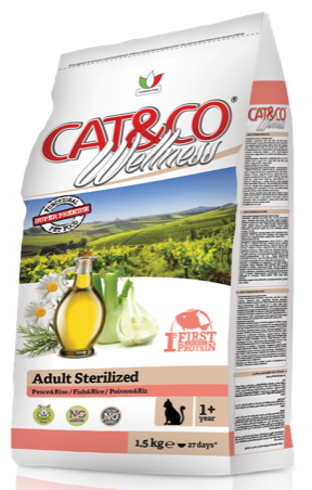 Cat&co Wellness Adult Sterilized (Рыба и рис)