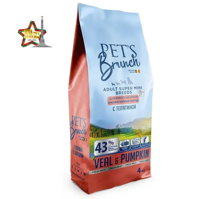 Pet's Brunch Adult Super Mini Breeds (Телятина и тыква), 1 кг