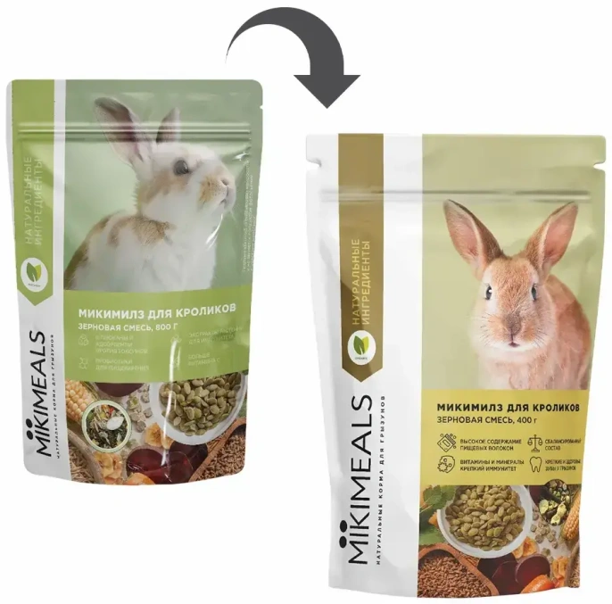 MIKIMEALS Корм для кроликов, 400 г