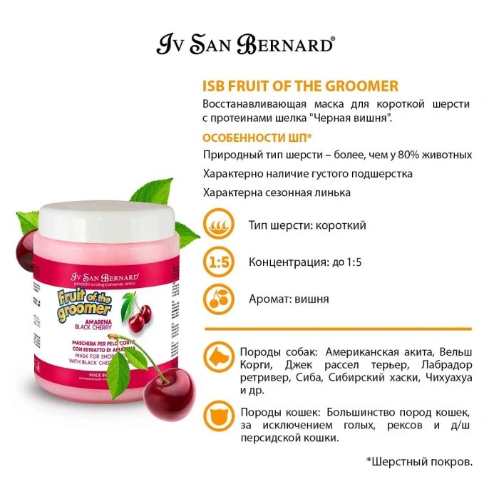 Iv San Bernard Маска Fruit of the Groomer Black Cherry для собак для кошек