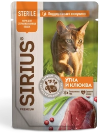 Sirius Консервы для стерилизованных кошек (Утка с клюквой в соусе)