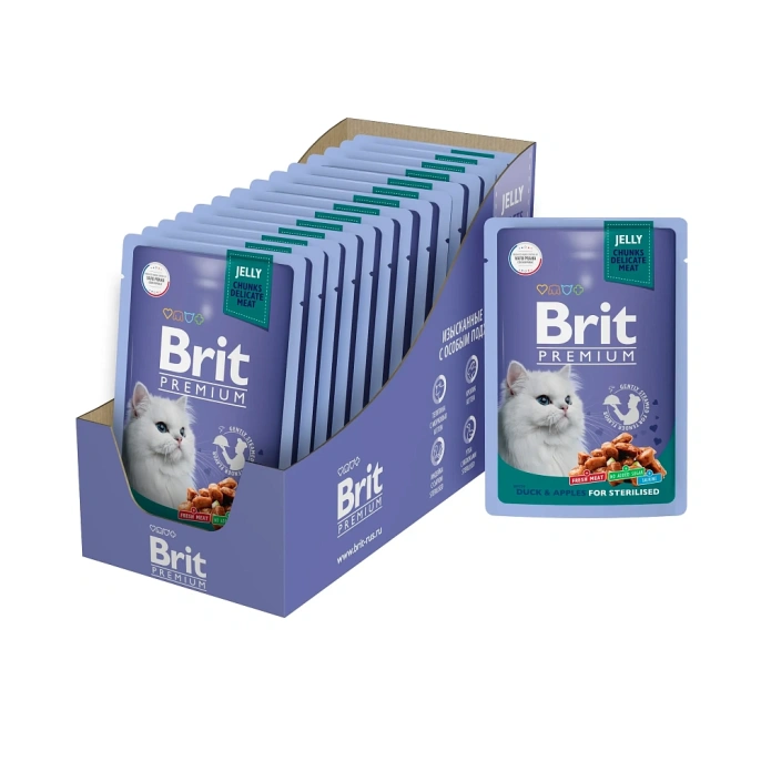 Brit Premium Пауч для стерилизованных кошек (Утка с яблоками в желе)