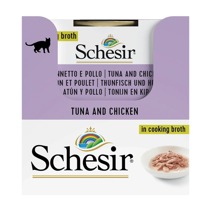 Schesir Tuna Chicken (Тунец, курица в бульоне) для кошек