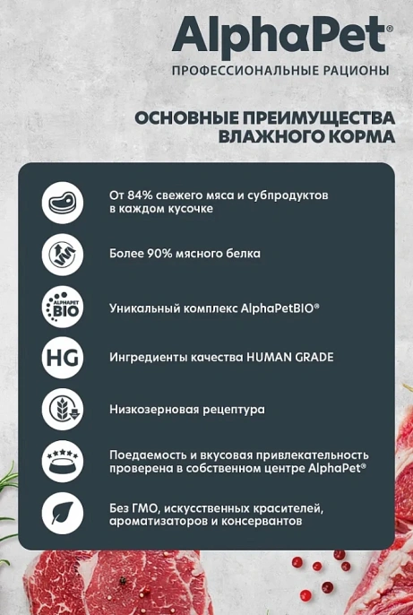 AlphaPet WOW Superpremium Говядина и томленая тыква сочные ломтики в соусе для собак