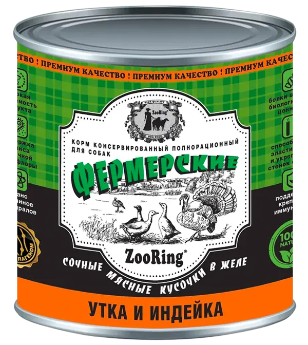 ZooRing Dog Фермерские Кусочки в желе (Утка, индейка) для собак