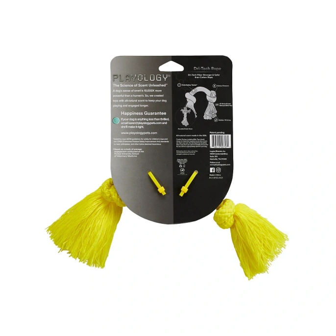 Playology Жевательный канат DRI-TECH ROPE с ароматом курицы, желтый для собак