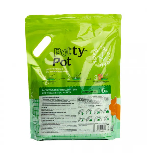 Potty-Pot Наполнитель ТОФУ Зеленый чай для кошек
