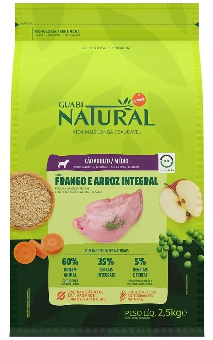 Guabi Natural Dog Adult Medium (Цыпленок, рис), 2,5 кг