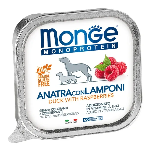 Monge Dog Natural Monoprotein Fruits Паштет из утки с малиной для собак
