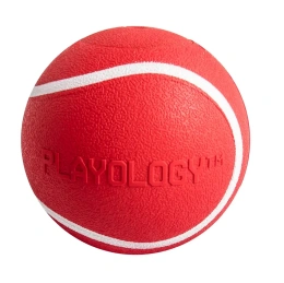 Playology Жевательный мяч SQUEAKY CHEW BALL с ароматом говядины, красный для собак