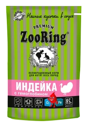ZooRing Кусочки в соусе Индейка с гемоглобином для котят