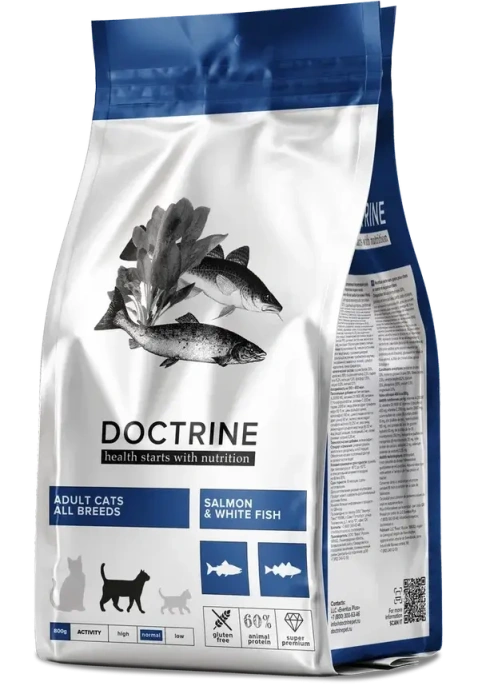 Doctrine Adult Cat (Лосось, белая рыба), 800 г