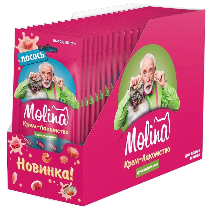 Molina Крем-лакомство с лососем для кошек