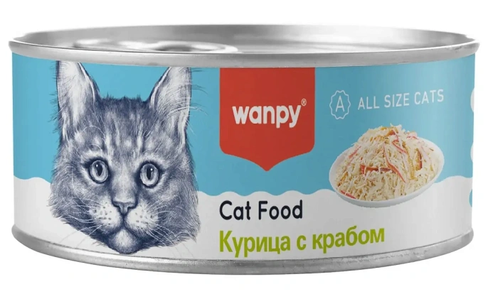Wanpy Cat Консервы Курица с крабом для кошек