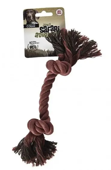 Red Bow Игрушка из веревки с двумя узлами коричневая для собак