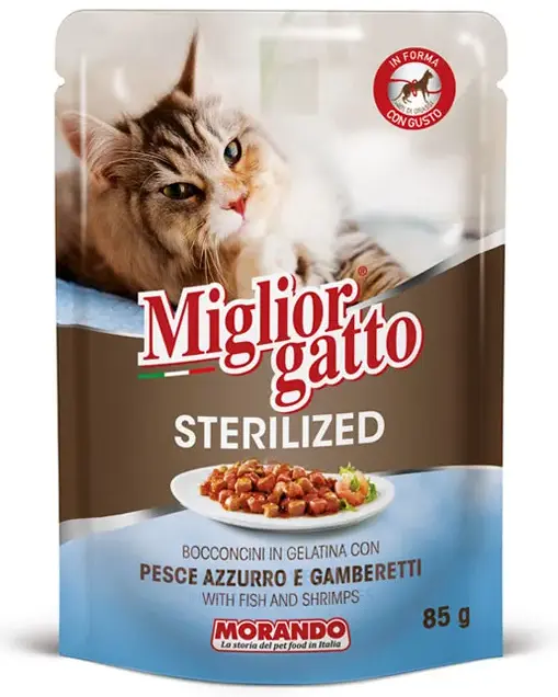 Miglior Gatto Sterilized Кусочки в желе (Рыба, креветки) для кошек