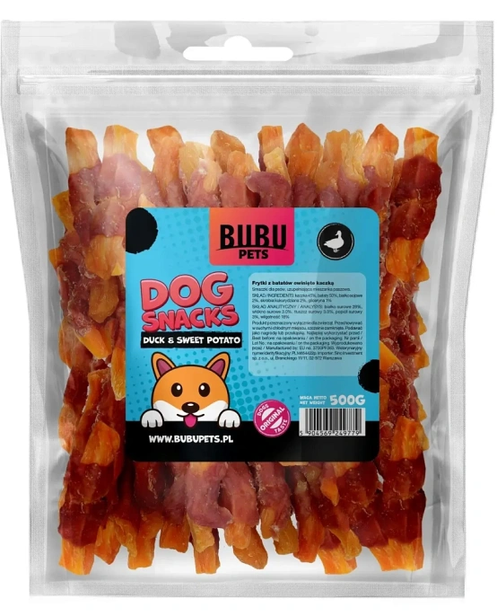 Bubu Pets Картофель фри из сладкого картофеля, завернутый в утку для собак