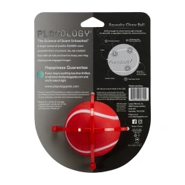 Playology Жевательный мяч SQUEAKY CHEW BALL с ароматом говядины, красный для собак