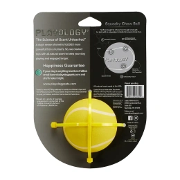 Playology Жевательный мяч SQUEAKY CHEW BALL с ароматом курицы, желтый для собак