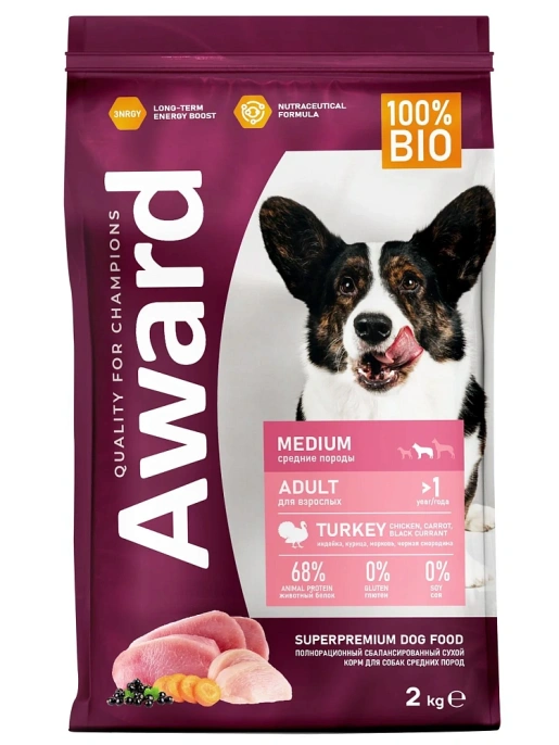 Award Adult Medium Dog (Индейка, курица), 2 кг