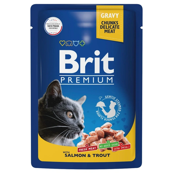 Brit Premium Cat Pouches (Лосось, форель) для кошек