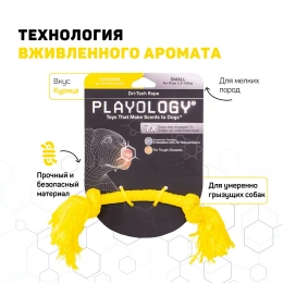 Playology Жевательный канат DRI-TECH ROPE с ароматом курицы, желтый для собак
