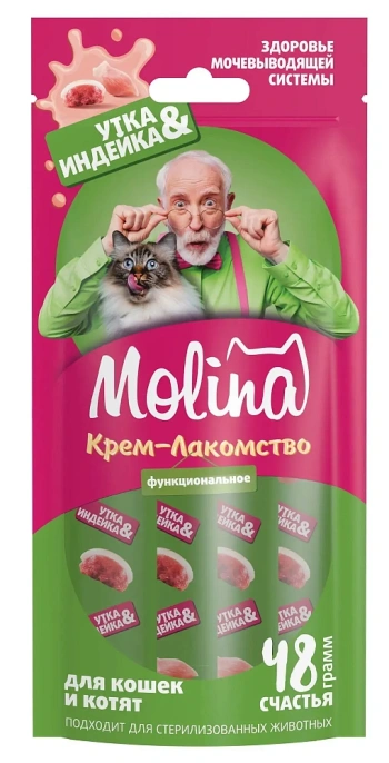 Molina Крем-лакомство с уткой и индейкой для кошек